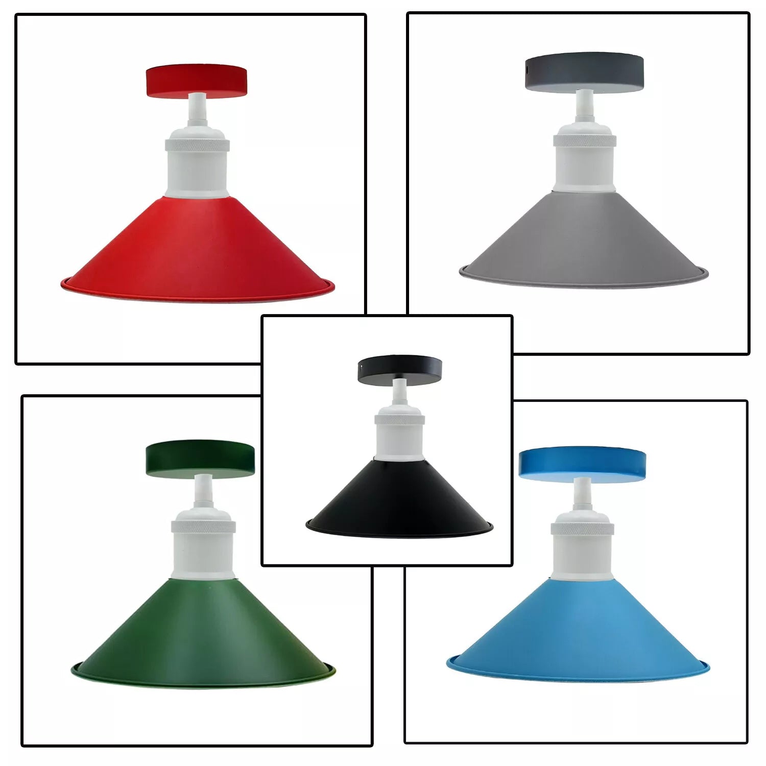 Vintage Flush Mount Metal Cone Industrial pendant ceiling light ~5656
