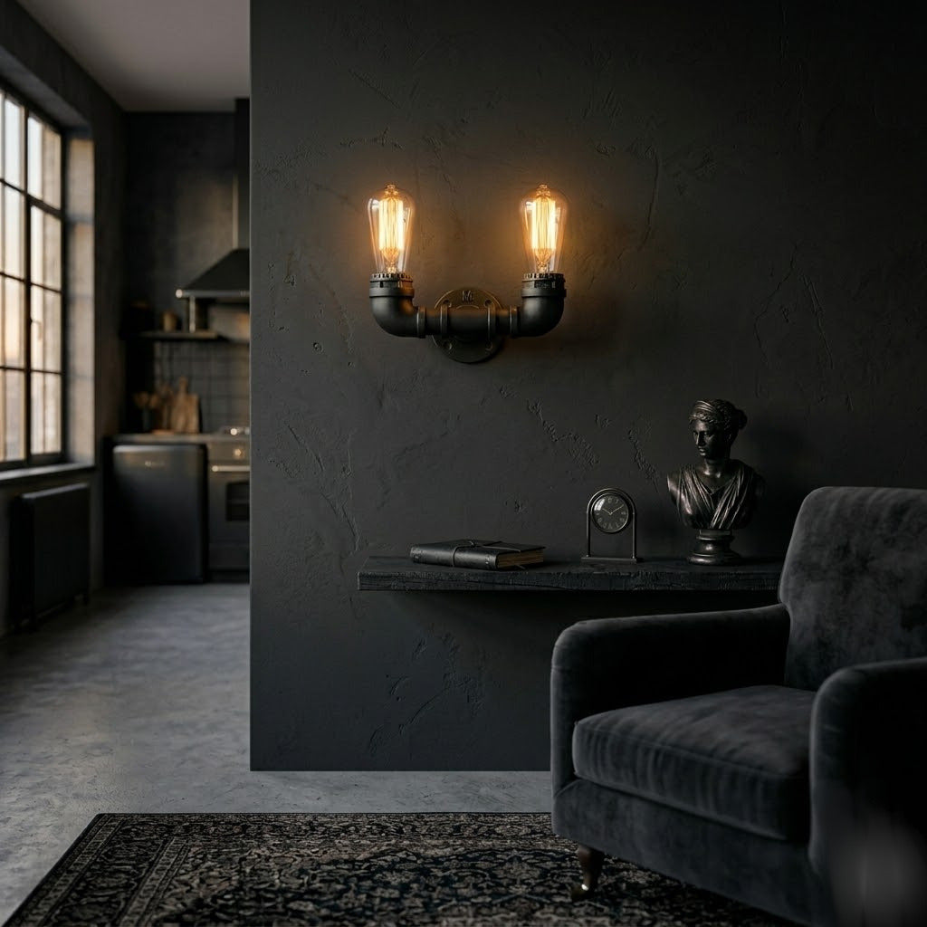 Industrial Steampunk Water Pipe Wall Light –  E27  Vintage Retro Loft Sconce~2133