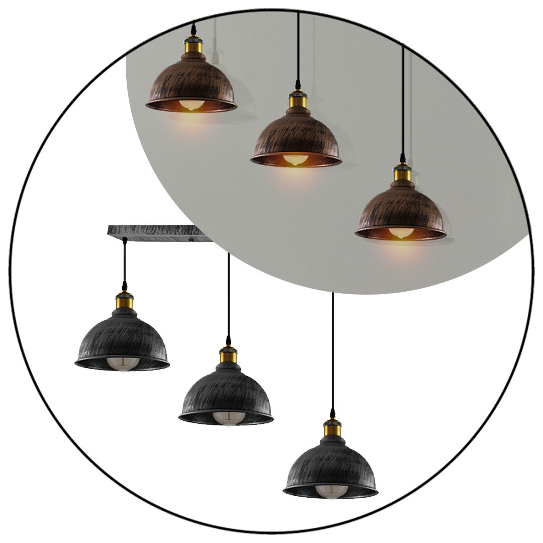 Vintage Industrial Brushed Copper Indoor Hanging Adjustable Pendant Light Metal Mug Cage Ceiling Chandelier~3386