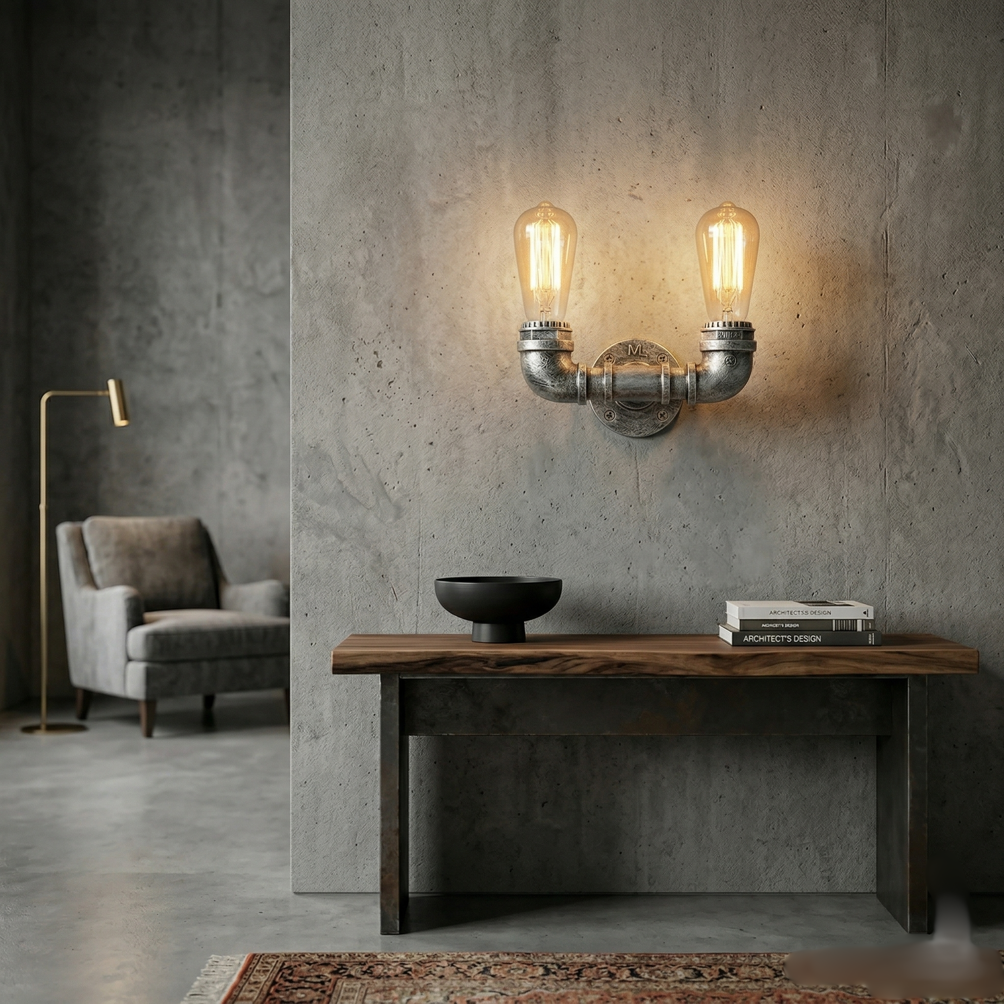 Industrial Steampunk Water Pipe Wall Light –  E27  Vintage Retro Loft Sconce~2133