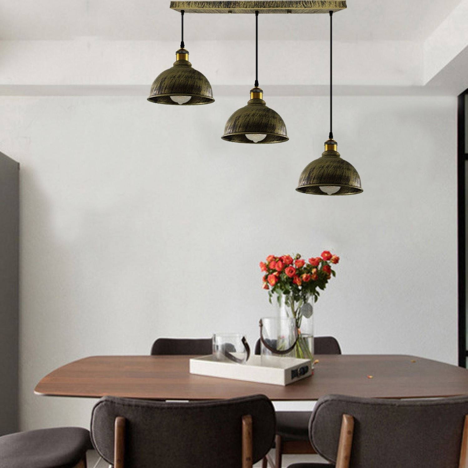 Vintage Industrial Brushed Copper Indoor Hanging Adjustable Pendant Light Metal Mug Cage Ceiling Chandelier~3386