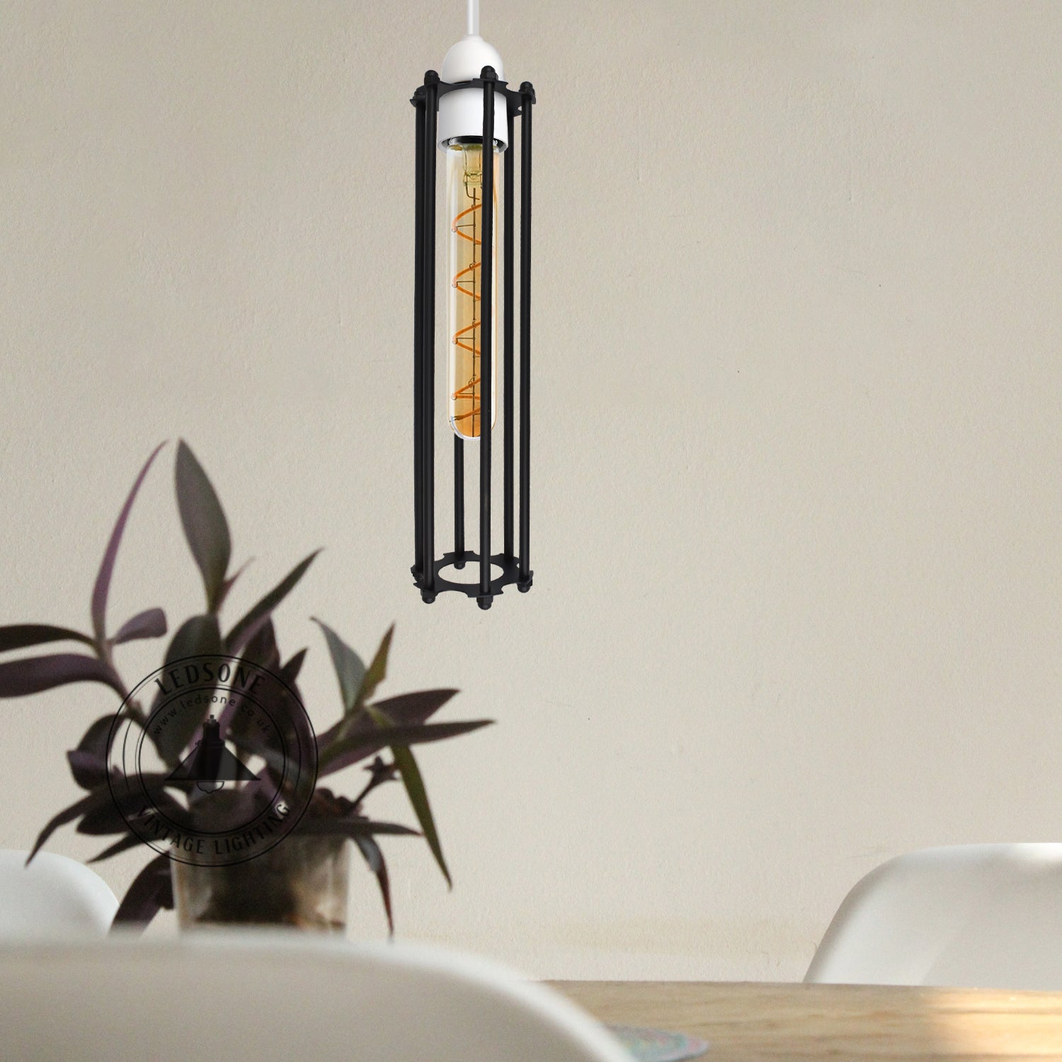 Vintage Long Metal Wire Cage Ceiling Tube Pendant Shade 30cm ~6671
