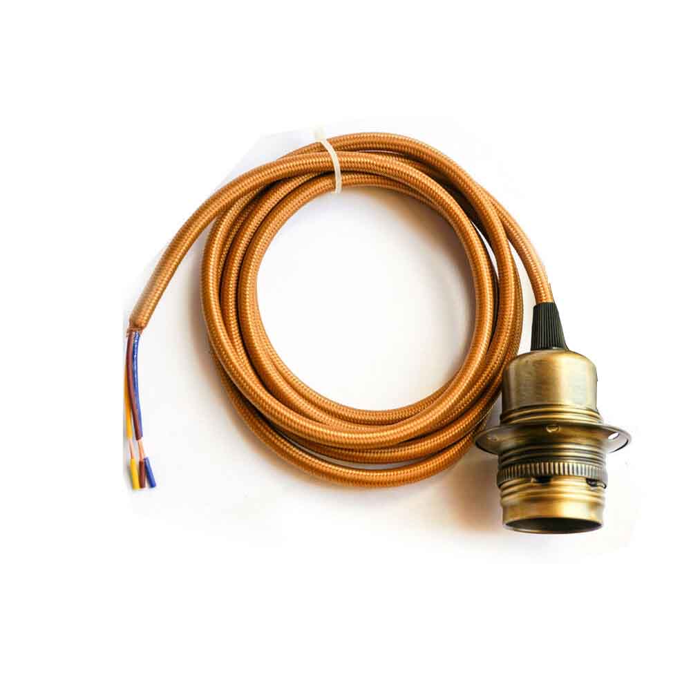 E27 Green Brass Colour Aluminum Holder Fabric 3 Core Round Gold Colour 1m Cable Pendant Set~2157
