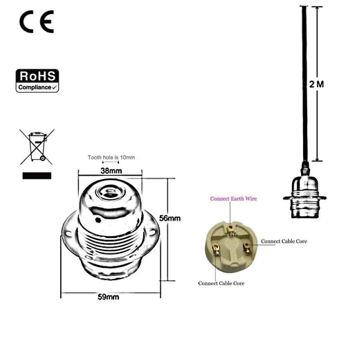 E27 Green Brass Colour Aluminum Holder Fabric 3 Core Round Gold Colour 1m Cable Pendant Set~2157