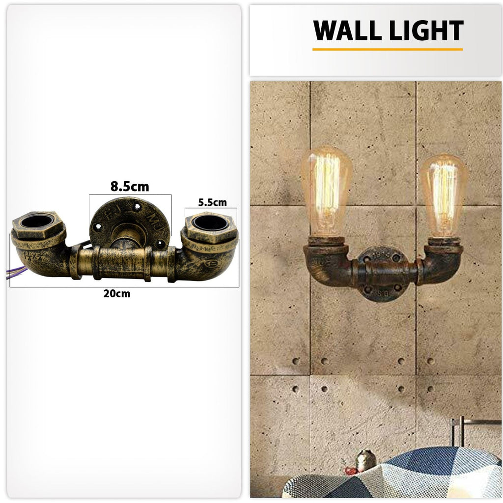 Industrial Steampunk Water Pipe Wall Light –  E27  Vintage Retro Loft Sconce~2133