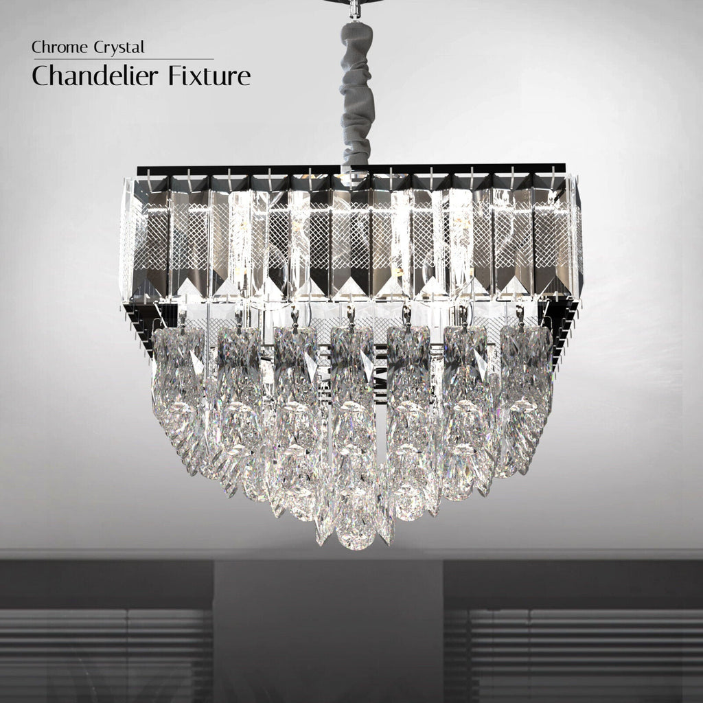 Modern Chrome Crystal E14 Chandelier with Remote ~5006